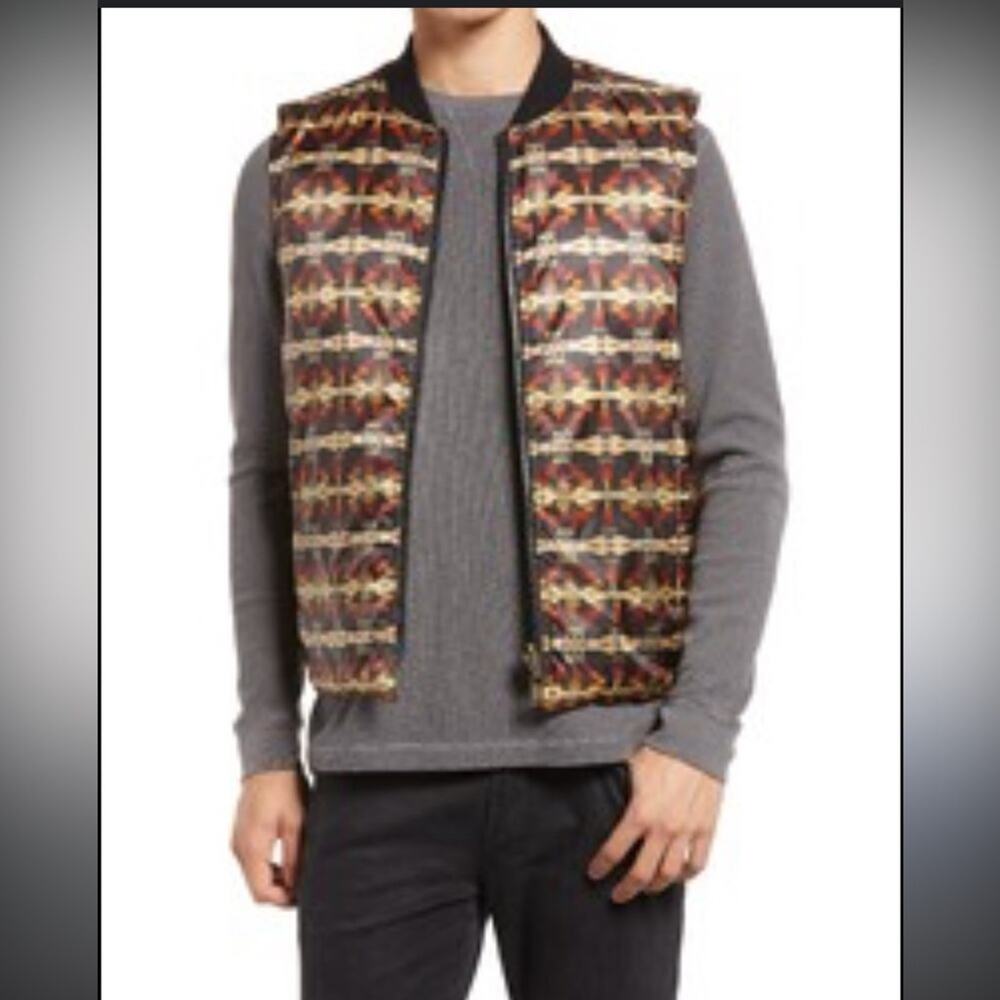 Pendleton Wild Horse Reversible Down Puffer Vest Men's Yellow Blue